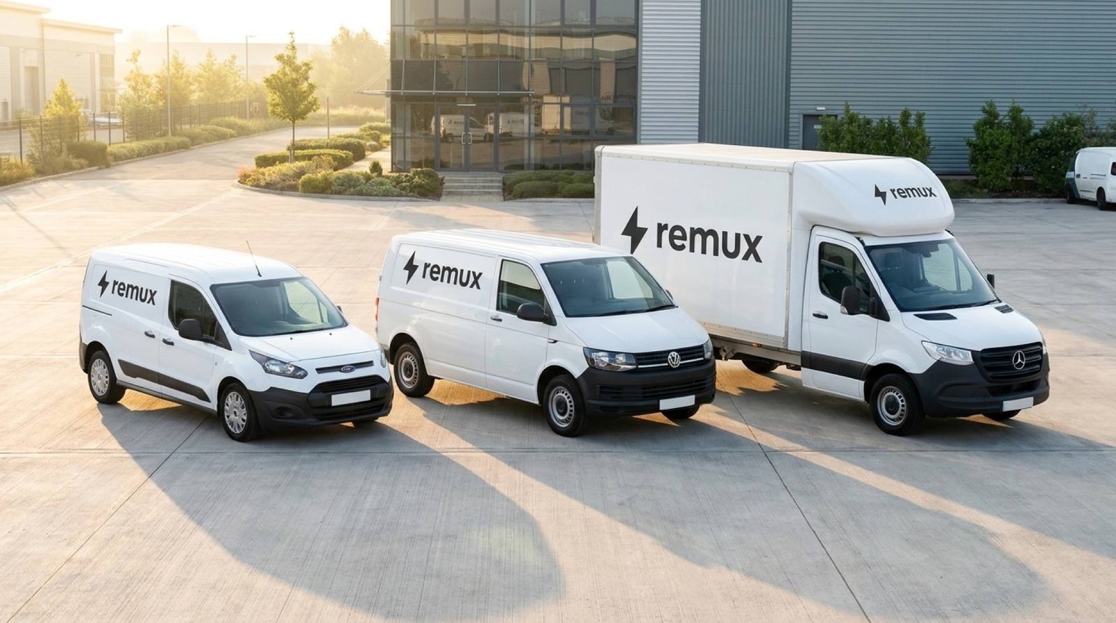The REMUX fleet — small van, medium van and Luton box van