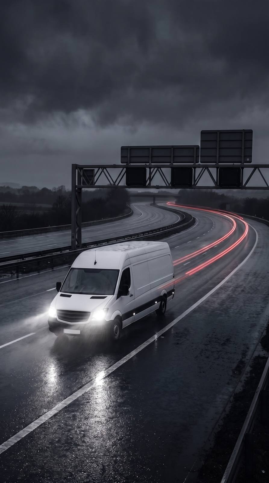 REMUX van on the motorway at night for an overnight run