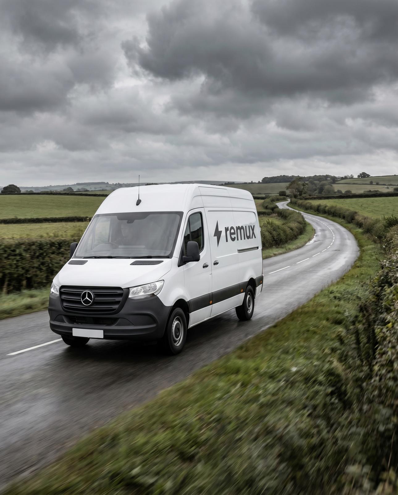 REMUX medium wheelbase van on a rural road